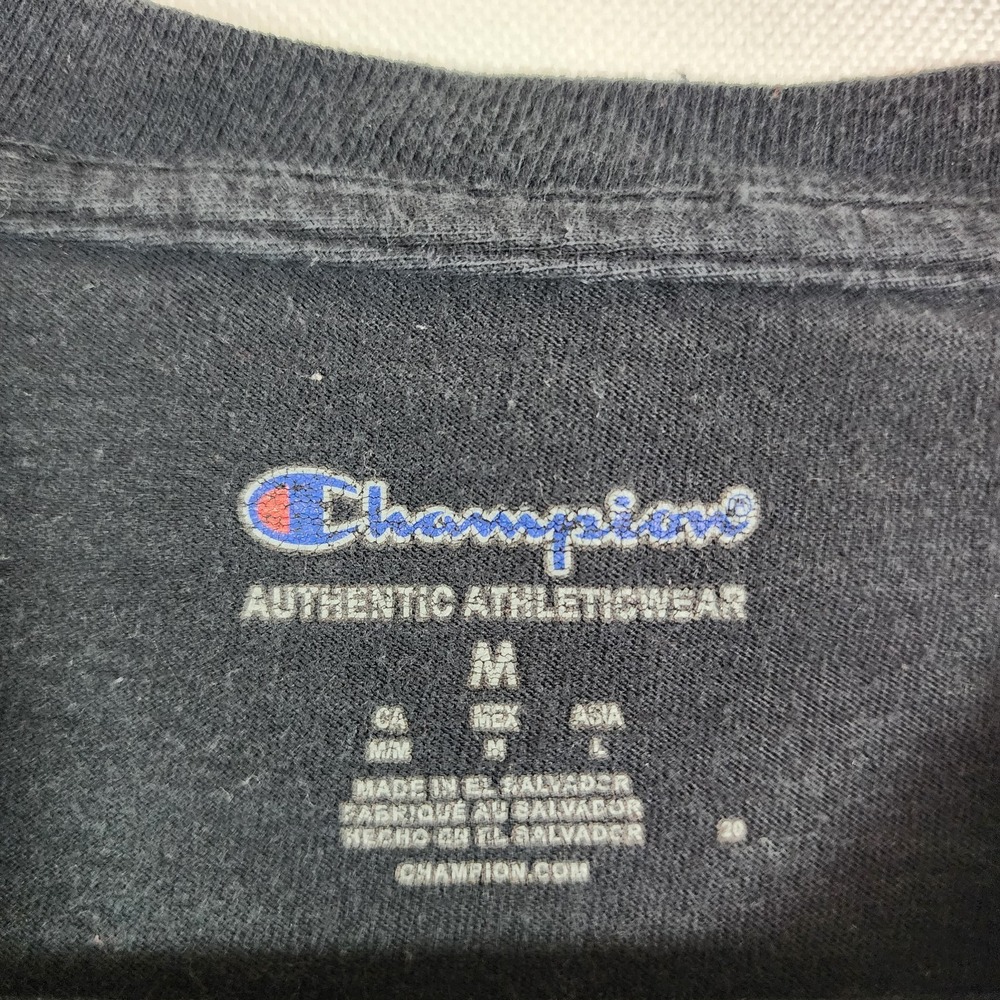 CHAMPION Authentic Athleticwear Men's Black Script Logo Crewneck Shirt SZ M - Picture 4 of 8